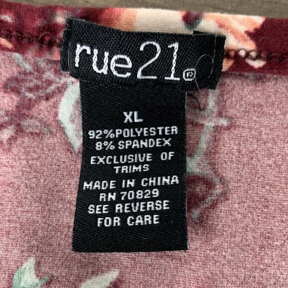 Rue 21 Womens Floral Blouse Size XL Cold Shoulder Long Sleeve V-Neck Stretch - Picture 3 of 7